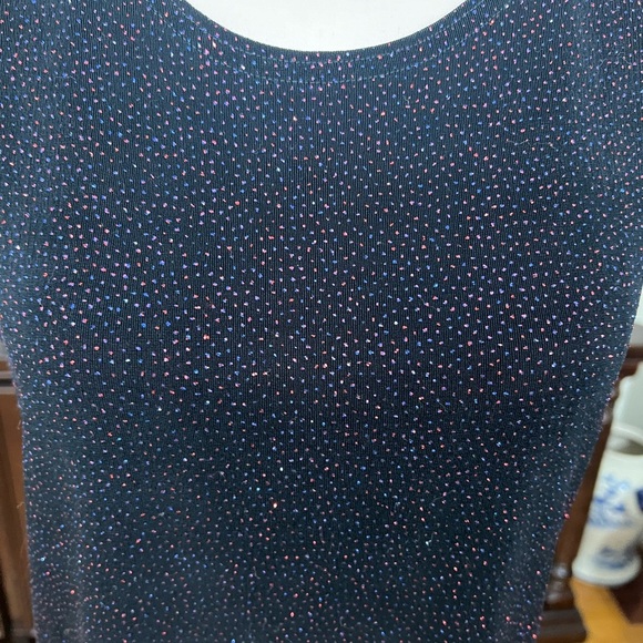 Connected Apparel Top Women's XL Black Tank Top Red/blue Sparkle Sleeveless - Picture 2 of 5